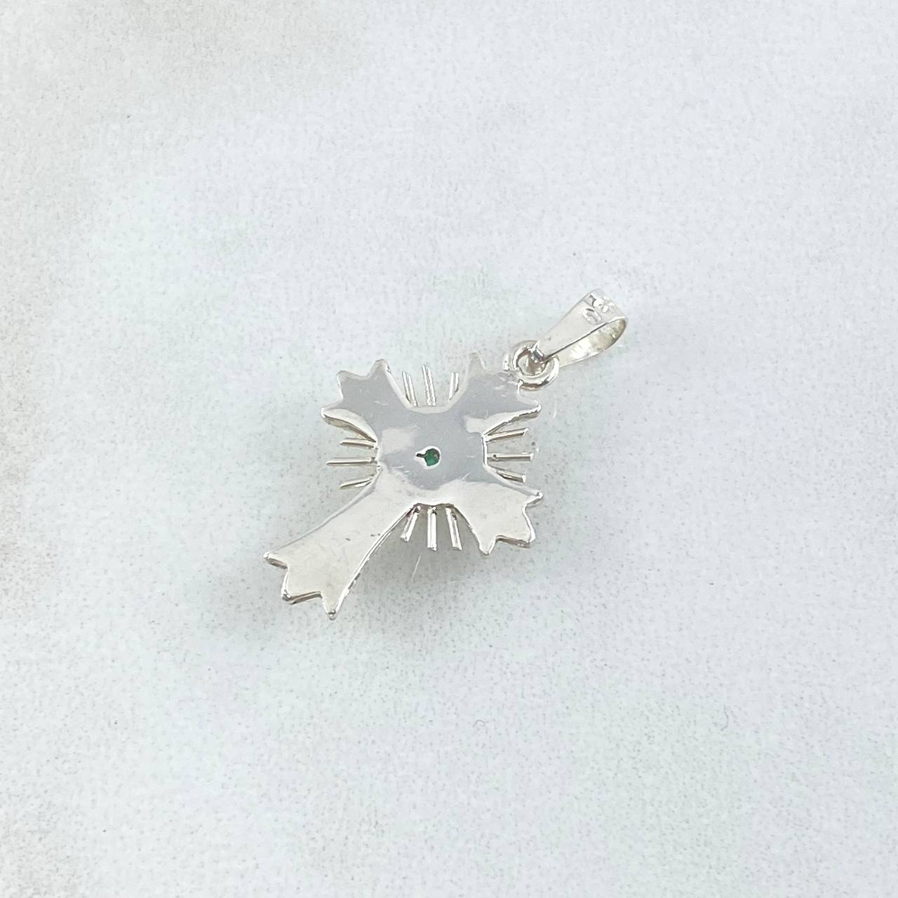 Dije Crúz De Altar 1.15gr / 2.5cm / Esmeralda 10pts Plata 925 Oro Amarillo 18K (Joya)