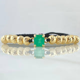 Black Bracelet Charm Four Claw Box 2gr / 6mm Beads Diamond Cut 12 pcs Emerald 1.70 Qts Yellow Gold 18K (Jewel) *