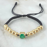 Black Bracelet Charm Four Claw Box 2gr / 6mm Beads Diamond Cut 12 pcs Emerald 1.70 Qts Yellow Gold 18K (Jewel) *
