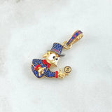 Pendant Inspired Duck 5.15gr / 3.6cm / Blue Fuchsia Zircons Yellow Gold 18K ©