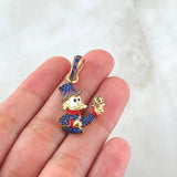 Pendant Inspired Duck 5.15gr / 3.6cm / Blue Fuchsia Zircons Yellow Gold 18K ©