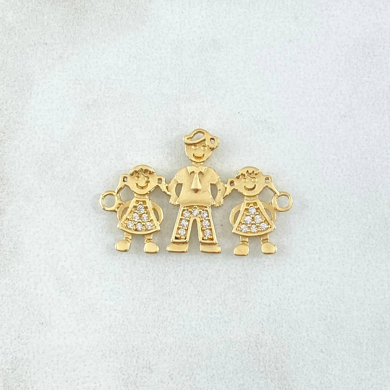 Charm Dad - Daughters 2.55gr / 2.5cm / White Zircons Yellow Gold 18K