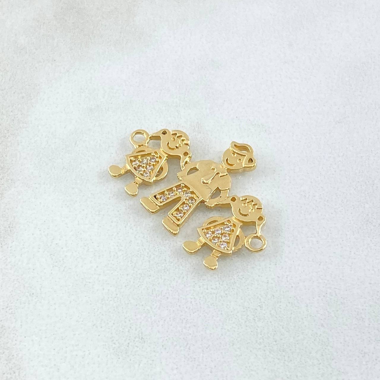 Charm Dad - Daughters 2.55gr / 2.5cm / White Zircons Yellow Gold 18K