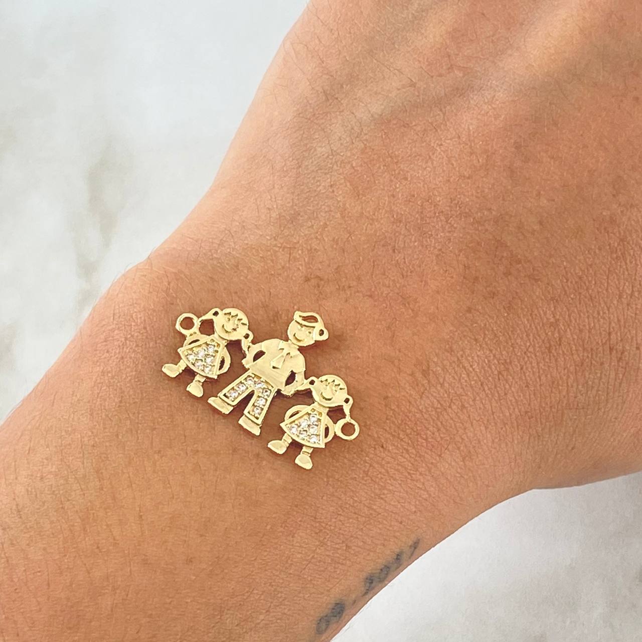Charm Dad - Daughters 2.55gr / 2.5cm / White Zircons Yellow Gold 18K