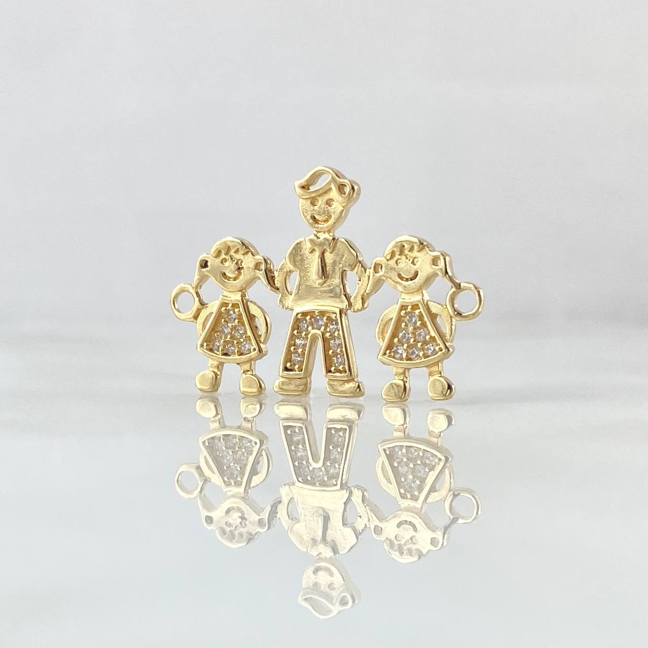 Charm Dad - Daughters 2.55gr / 2.5cm / White Zircons Yellow Gold 18K