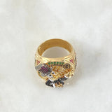 "Duck Millionaire Ring Inspired 16.65gr / T9 3/4 / Multicolor Zircons Yellow Gold 18K ©"