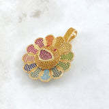 Dije Flor Animado Movil 18.7gr / 4.6cm / Circones Multicolor Oro Amarillo 18K ©