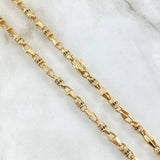 Cadena Granada Miniatura 47.95gr / 65cm / Circones Blancos Negros Oro Amarillo 18K ©