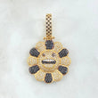Pendant White and Black Emogi Flower 9.55gr / 4.5cm / Black White Zircons Yellow Gold 18K ©