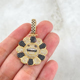 Pendant White and Black Emogi Flower 9.55gr / 4.5cm / Black White Zircons Yellow Gold 18K ©