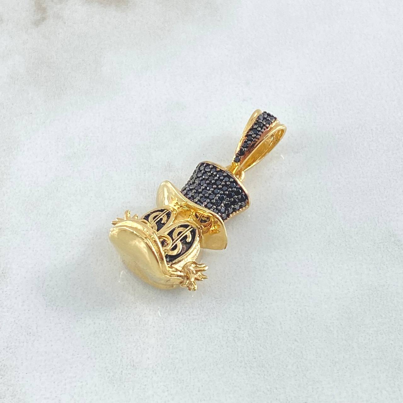 Pendant Millionaire Duck Head 6.55gr / 3cm / Black Zircons Yellow Gold 18K ©