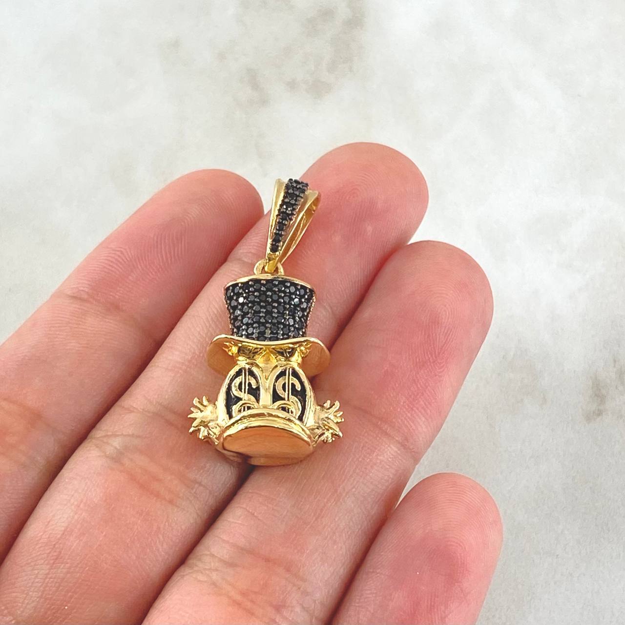 Pendant Millionaire Duck Head 6.55gr / 3cm / Black Zircons Yellow Gold 18K ©