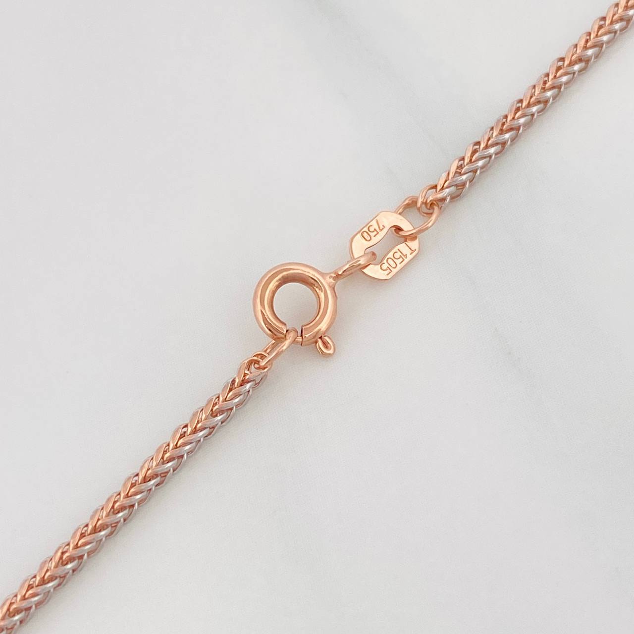 Cadena Franco 3.1g / 20 in / 1.2mm Dos Oros Blanco Rosa 18K