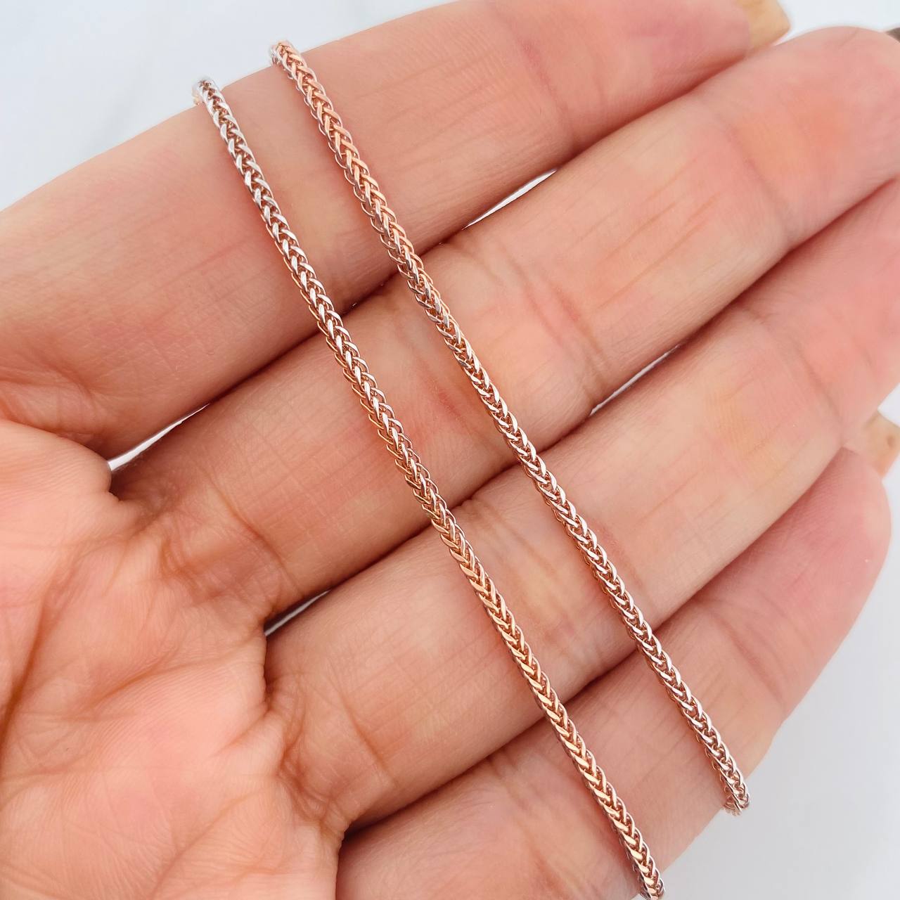 Cadena Franco 3.1g / 20 in / 1.2mm Dos Oros Blanco Rosa 18K