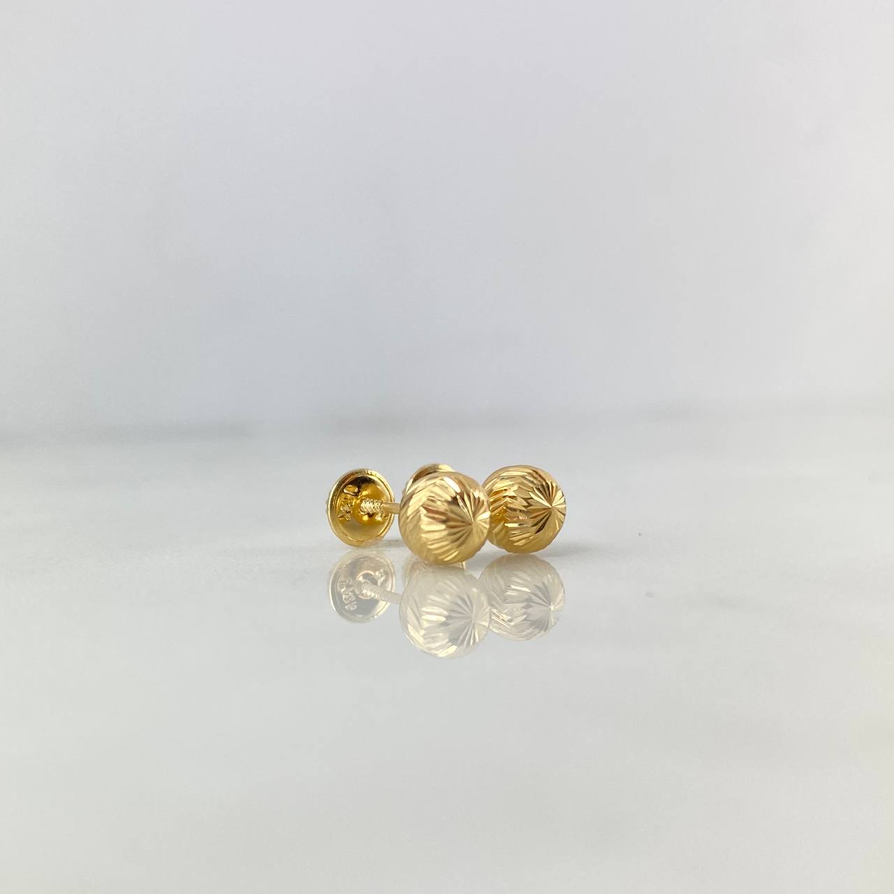 Stud Earrings Bead 7mm 0.95gr / Diamond Cut 18K Yellow Gold *