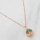 Set Paperclip Chain + Clover Pendant / 2g / 18 in Rose Gold 18K