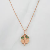 Set Paperclip Chain + Clover Pendant / 2g / 18 in Rose Gold 18K