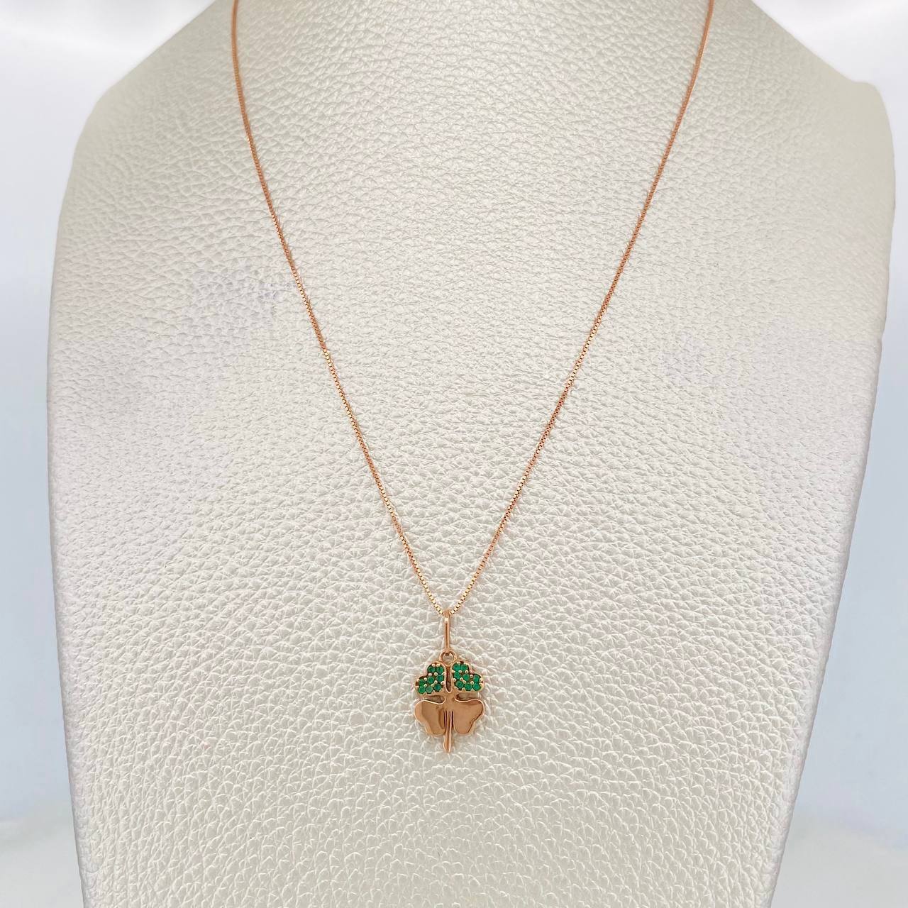 Set Paperclip Chain + Clover Pendant / 2g / 18 in Rose Gold 18K
