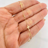 Pulso Modulable Aro Seguido Cruces 1.35g / 7 in - 7 3/4 in / 0.8mm Oro Amarillo 18K