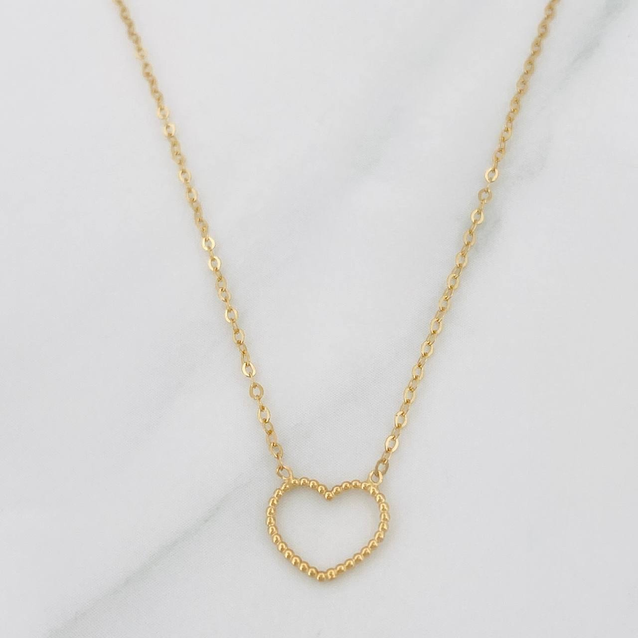 Cadena Aro Seguido Corazón 1.25g / 16 in / 1.4mm Oro Amarillo 18K
