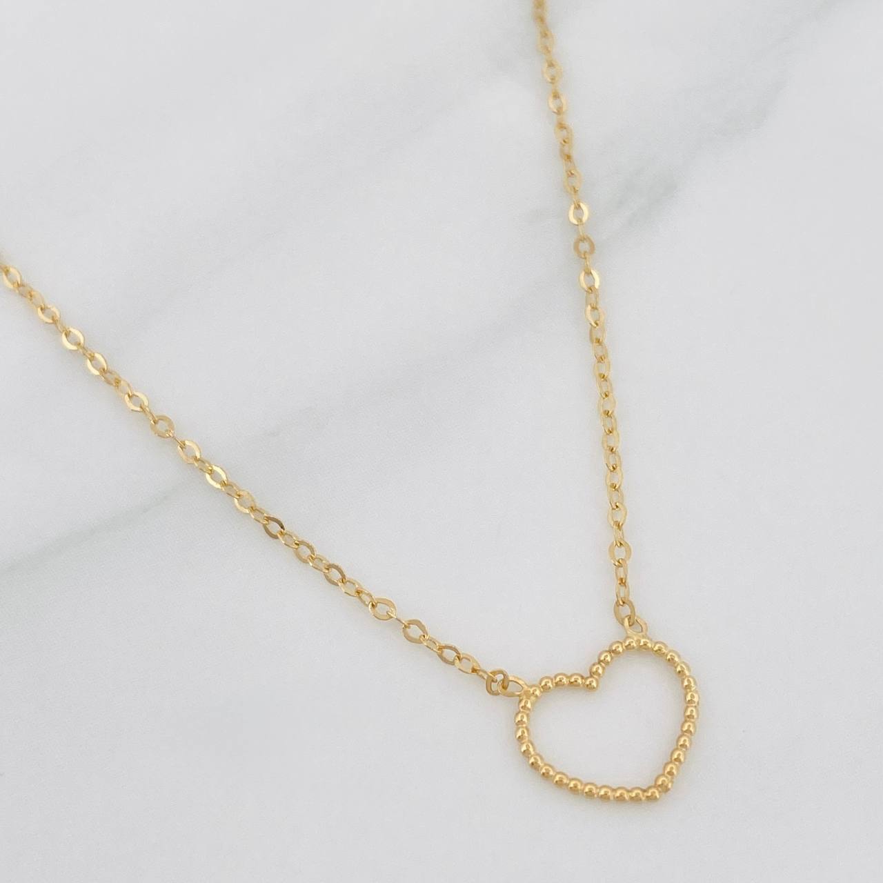 Cadena Aro Seguido Corazón 1.25g / 16 in / 1.4mm Oro Amarillo 18K