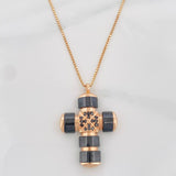 Cadena Veneciana Dije Cruz Diamantes 16pts 11.4g / 24 in / 0.46mm Oro Rosa 18K