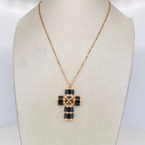 Cadena Veneciana Dije Cruz Diamantes 16pts 11.4g / 24 in / 0.46mm Oro Rosa 18K