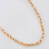 Rustic Articulated Wheat Chain 12.7g / 22 in / 2.5mm Two-Tone White and Rose Gold 18K