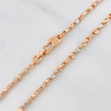 Rustic Articulated Wheat Chain 12.7g / 22 in / 2.5mm Two-Tone White and Rose Gold 18K