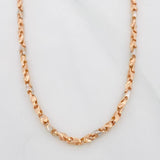 Rustic Articulated Wheat Chain 12.7g / 22 in / 2.5mm Two-Tone White and Rose Gold 18K