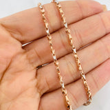 Rustic Articulated Wheat Chain 12.7g / 22 in / 2.5mm Two-Tone White and Rose Gold 18K