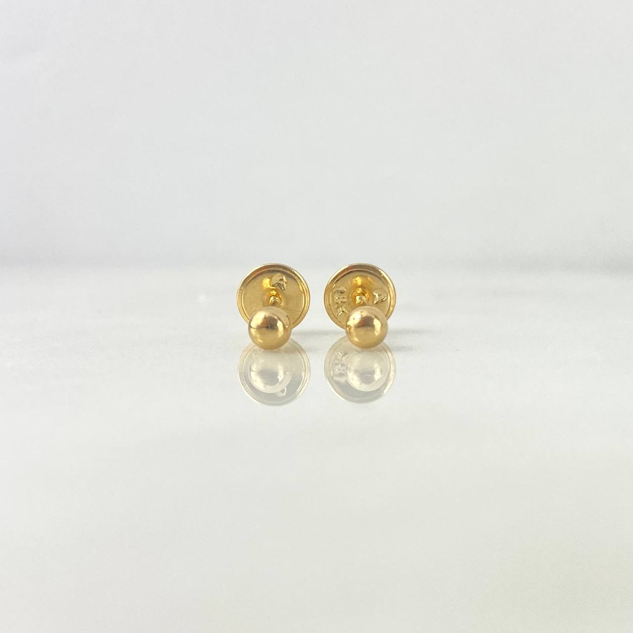 Stud Earrings Bead Polished 0.4gr / 18K Gold