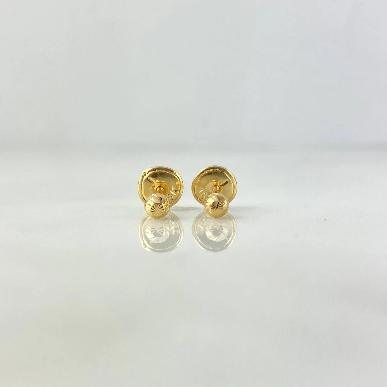 Stud Earrings Bead 3Mm Diamond Cut 0.45 g / in / 3 mm Yellow Gold 18K