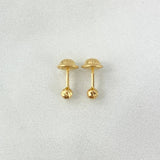 Diamond Cut Bead Stud Earrings 0.4 g / in / 3 mm Yellow Gold 18K