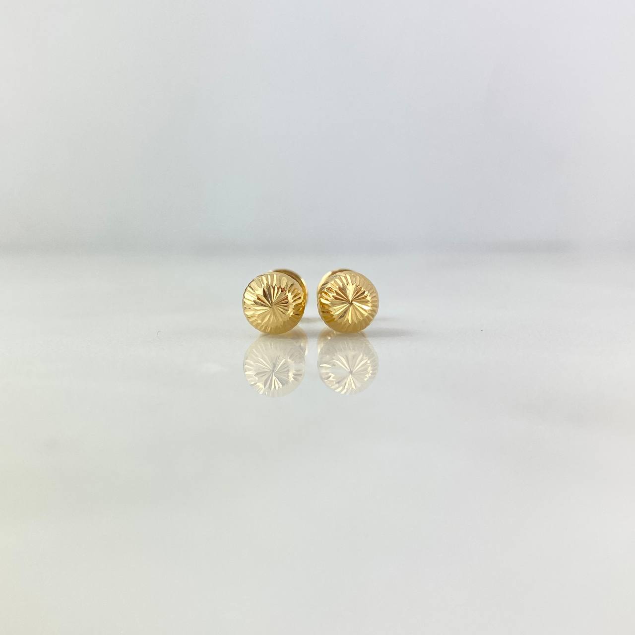 Stud Earrings Bead 7mm 0.95gr / Diamond Cut 18K Yellow Gold *