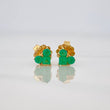Stud Earrings Heart Emeralds 24pts 0.85g / in / 3mm Yellow Gold 18K