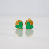 Stud Earrings Heart Emeralds 24pts 0.85g / in / 3mm Yellow Gold 18K