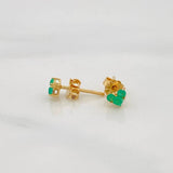 Stud Earrings Heart Emeralds 24pts 0.85g / in / 3mm Yellow Gold 18K
