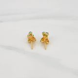 Stud Earrings Heart Emeralds 24pts 0.85g / in / 3mm Yellow Gold 18K