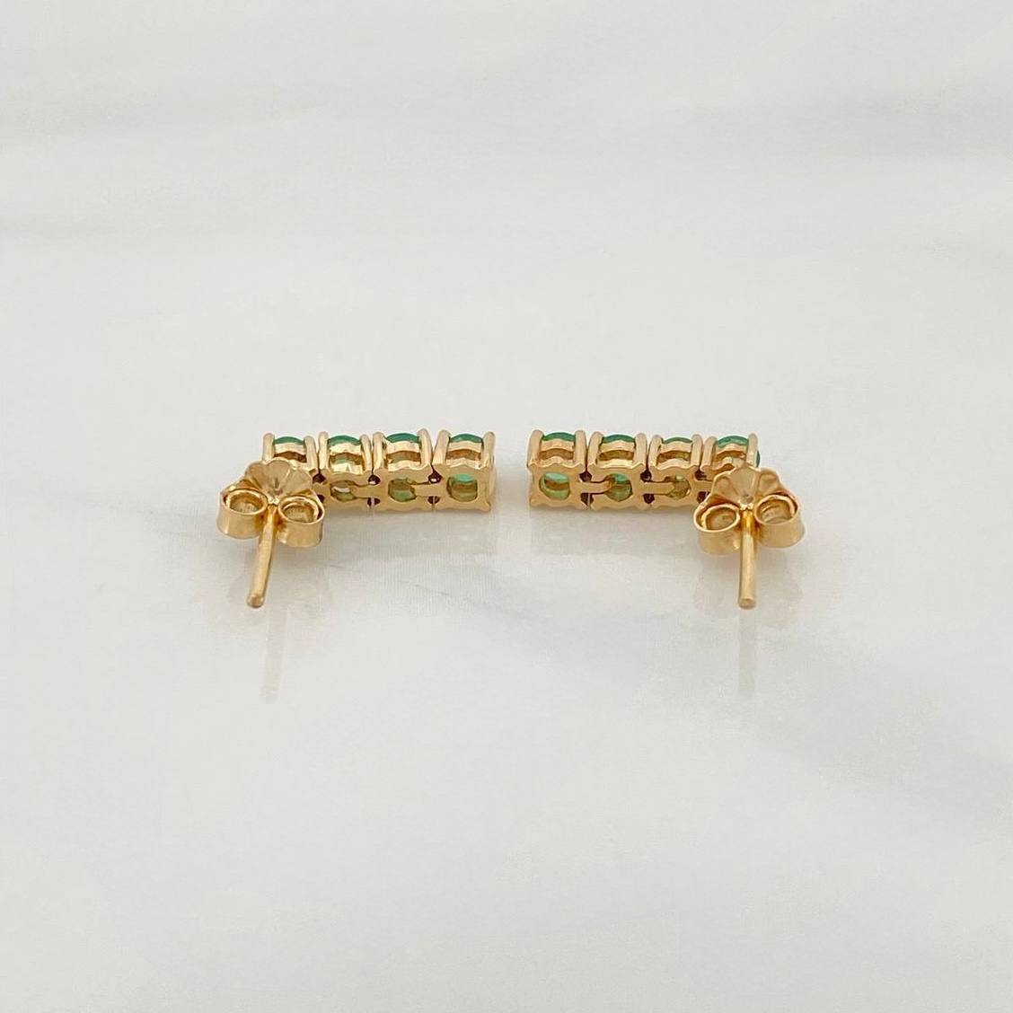 Stud Earrings Circles Emeralds 64pts 2.05g / in / 2mm Yellow Gold 18K