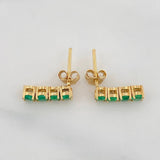 Stud Earrings Circles Emeralds 64pts 2.05g / in / 2mm Yellow Gold 18K