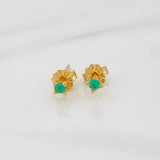 Stud Earrings Four Prongs Emerald 12pts 0.75g / in / 2mm Yellow Gold 18K