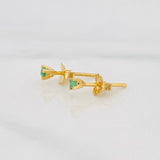 Stud Earrings Four Prongs Emerald 12pts 0.75g / in / 2mm Yellow Gold 18K