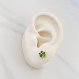 Stud Earrings Circles Emeralds 41pts 1.4g / in / 6mm Yellow Gold 18K