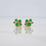 Stud Earrings Circles Emeralds 41pts 1.4g / in / 6mm Yellow Gold 18K