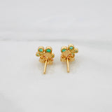 Stud Earrings Circles Emeralds 41pts 1.4g / in / 6mm Yellow Gold 18K