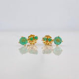 Stud Earrings Circles Emeralds 50pts 1.1g / in / 3mm Yellow Gold 18K