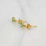 Stud Earrings Circles Emeralds 50pts 1.1g / in / 3mm Yellow Gold 18K