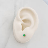 Stud Earrings Four Prongs Emerald 30pts 0.9g / in / 2mm Yellow Gold 18K