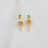 Stud Earrings Four Prongs Emerald 12pts 0.75g / in / 2mm Yellow Gold 18K